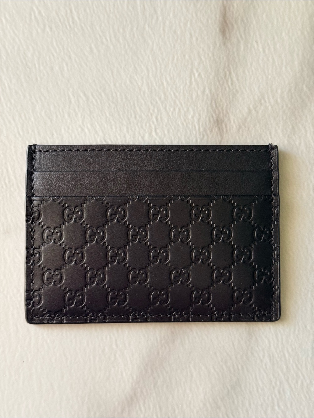 Gucci Black GG Embossed Leather Card Holder Authentic